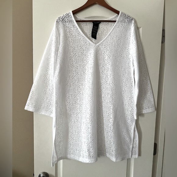 Mario Serrani Italy Lace Tunic Top, Boho Retro Swim Cover-up Women’s Large - Picture 1 of 13